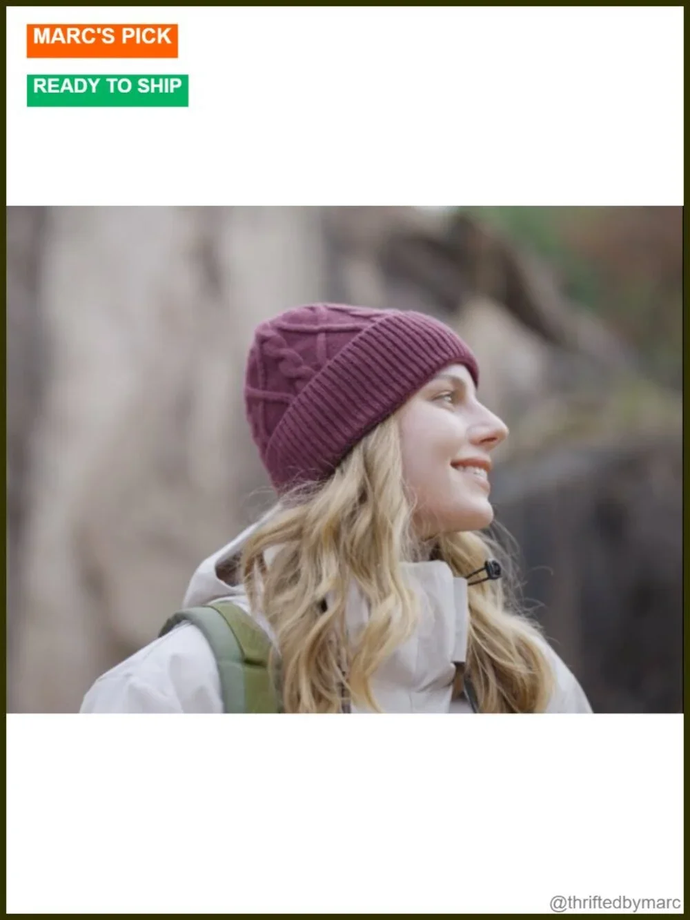 100% Merino Wool Beanie, Knit Cuffed Winter Hat Lightweight Warm Unisex